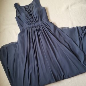 Vintage 90s Long Gray Formal Maxi Dress Jenny Yoo Women's Size 8